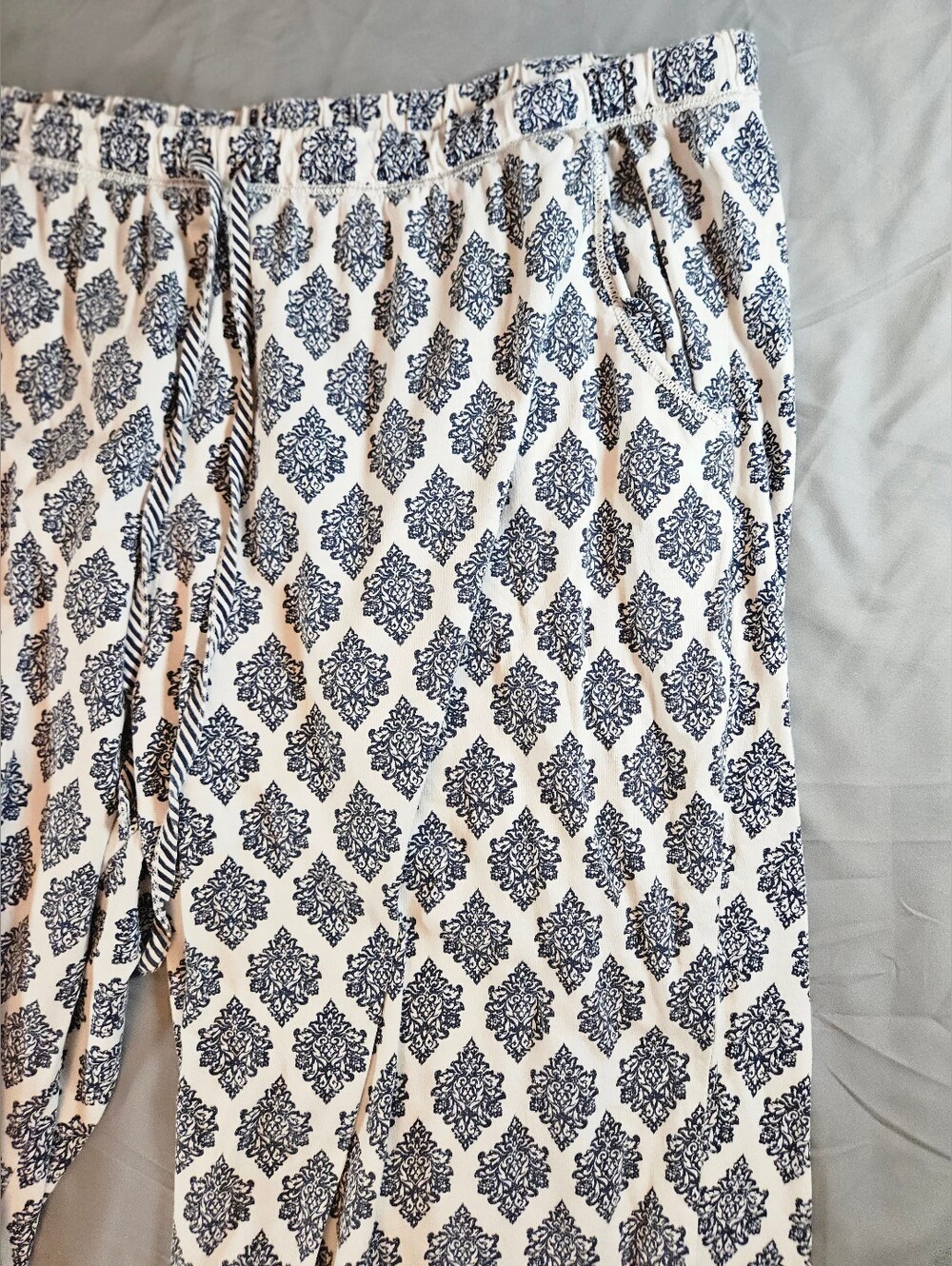 Carole Hochman Womens White And Blue Geometric Print Pajama Capri Pants Size XXL - Picture 4 of 15